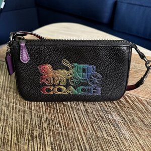 Coach Black Pebbled Leather Rainbow Nolita 19 With Horse And Carriage